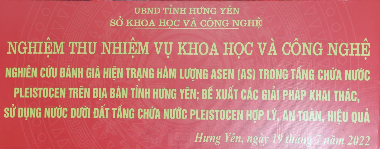 Nghiệm thu đề tài: Nghiên cứu, đánh giá hiện trạng hàm lượng Asen (As) trong tầng chứa nước Pleistoc