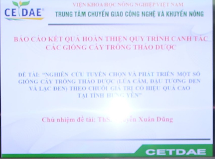 Nghiệm thu cơ sở quy trình kỹ thuật canh tác giống lúa cẩm, lạc đen và đậu tương đen